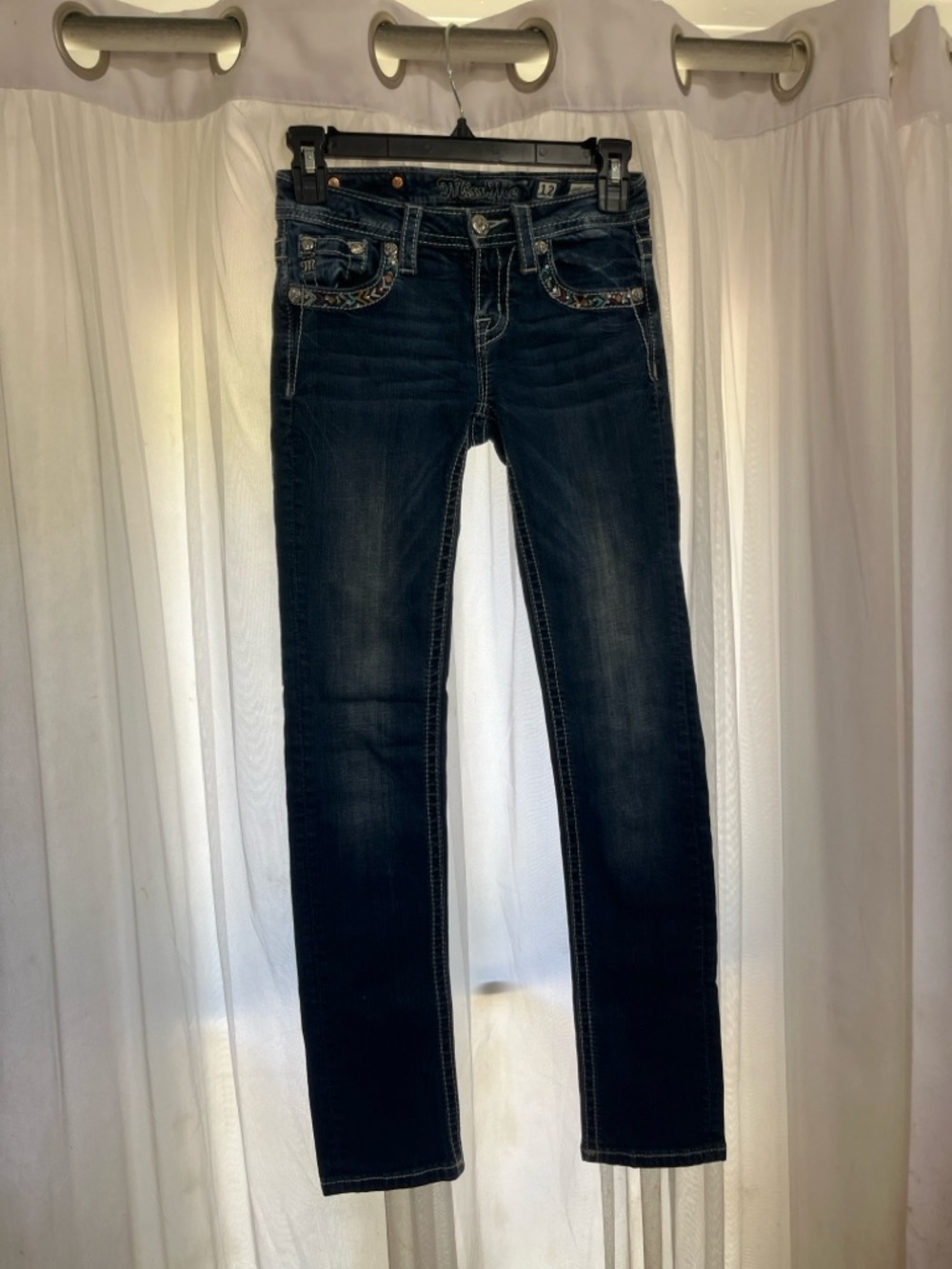 Miss Me Dark Blue wash Girls Embroidered Jeans western rodeo tribal Y2K size 12